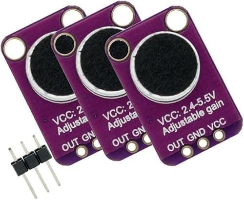 Image of Zodazoqa 3pcs Electret Microphone Amplifier MAX4466 Module Adjustable Gain Blue Breakout Board for Arduino