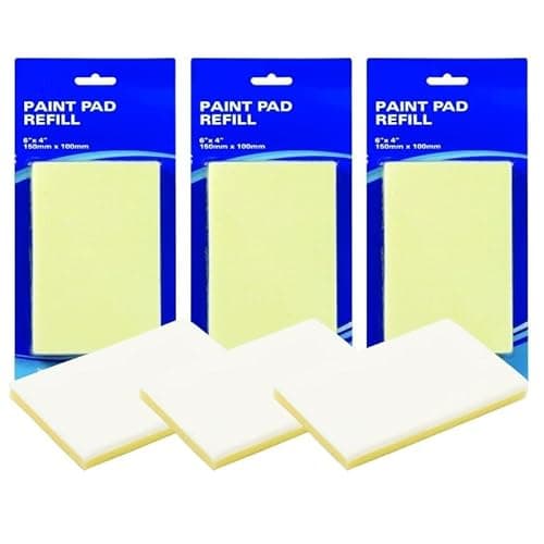 Image of 3 x Fine Fibre Paint Pad Refill - 150mm x 100mm 6 x 4 Inch Pad - Ideal for Decorating Cutting I and Edging - Click System Paint Roler Pad.