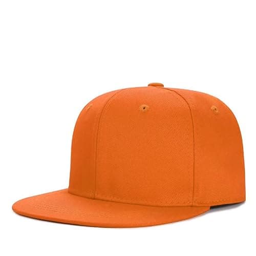 Image of Boolavard Infant to Toddler Kid's Plain Structured Flatbill Snapback Cap (UK, Alpha, One Size, Orange)