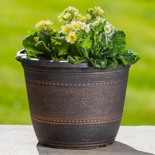 Image of YouGarden - Pair of Copper-Coloured, Acorn Planters Round 25cm (10in)