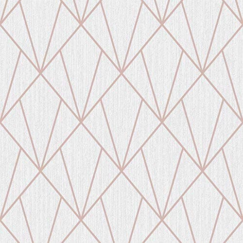 Image of Blown Vinyl Heavyweight Indra Geometric Wallpaper Silver Rose Gold Charcoal