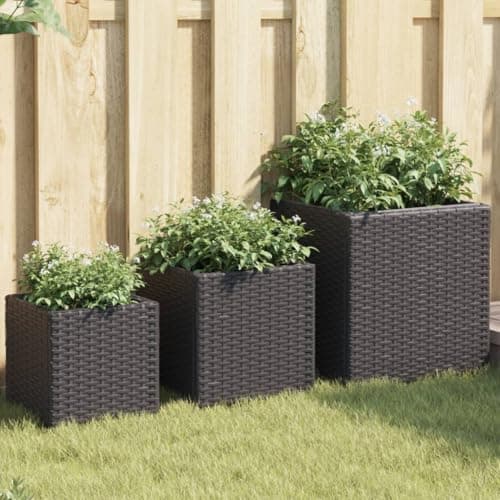 Image of Garden Planters 3 pcs Black Poly Rattan,jiangboyue-366395