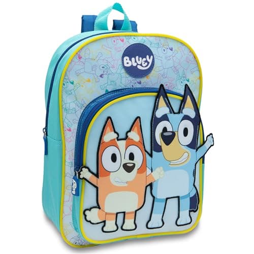 Image of Bluey Kids Backpack Preschool Childrens Bag Boys & Girls Nursery Rucksack With Large Front Pocket - Blue