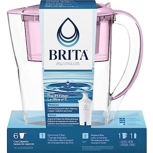 Image of Brita Small 6 Cup Space Saver Water Filter Pitcher with 1 Standard Filter, Space Saver, Purple (Purple)