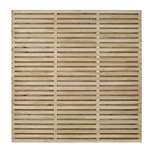 Image of Forest Garden Forest Fence, 6 ft Double Slatted Panel, (Pack of 3)