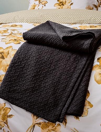Image of Ted Baker Diagonal T Matelasse Throw Black