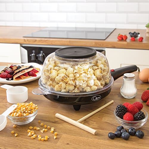 Image of Quest 34400 2-in-1 Popcorn & French Crêpe Pancake Maker / Non-Stick Hot Plates / 8-Inch Electric Pan with Batter Spreader / Also Cooks Eggs, Omelettes & Flatbreads