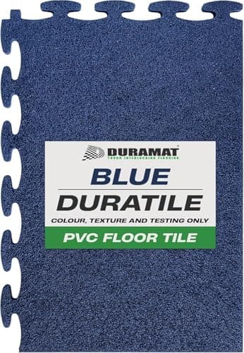 Image of DuraTile 1 Small Piece Blue Heavy Duty Interlocking Flooring Tile | 500mm x 500mm x 7mm | PVC Floor Tile for Garage, Workshop, Home Garage & Showroom Flooring, Test Piece