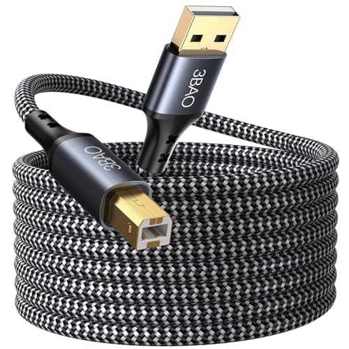 Image of 3BAO USB Printer Cable 5m, Long USB 2.0 Type A Male to B Male, Scanner Cord Nylon Braided Printer Cable for HP/Dell/Canon/Lexmark/Xerox/Brother/Samsung etc.