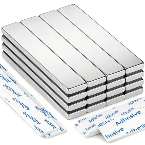 Image of 16 Pack Strong Magnet, Neodymium Magnetic Bar, 60 x 10 x 3 mm Rare Earth Magnet, Bar Magnets, Extremely Powerful Magnets with 16 Pcs Double-sided Adhesive for Multi-Use