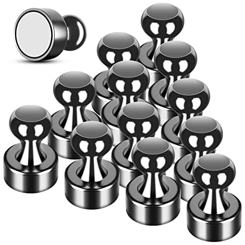 Image of FINDMAG Refrigerator Magnets, 16 Pack Strong Magnets For Whiteboard, Mini Magnets Holding Photos, Planners, Recipes and Notes on Fridge (Black)