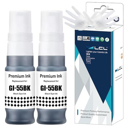 Image of LCL GI-55 GI55 Black Ink Bottle Replacement for Canon 55 GI55 GI-55 Compatible with Canon maxify GX1050 GX2050 (2 Pack)