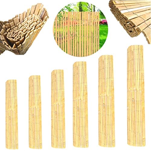 Image of Natural Slat Bamboo Fence Screening Roll Wind & Sun Protection Outdoor Garden Patio Balcony Privacy Panels 4M Wide (1M x 4M)