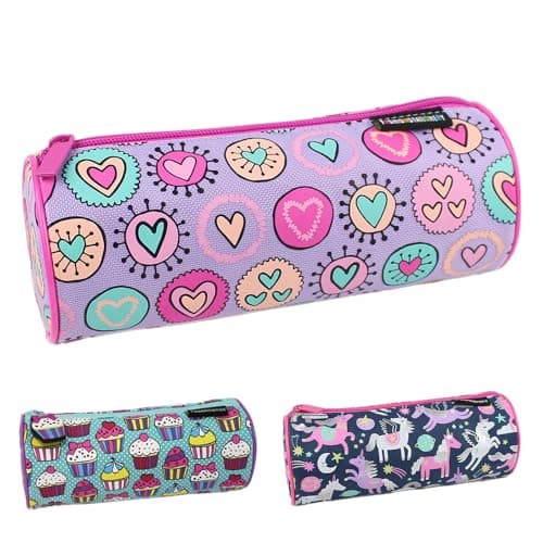 Image of Fashion Stationery Cute Pencil Case for Girls Barrel Pencil Cases Girl Kids Children's Back to School Cute Primary School Pink Hearts Mint Pink Blue Cupcake Unicorn Birthday Gifts Cases (Lilac)