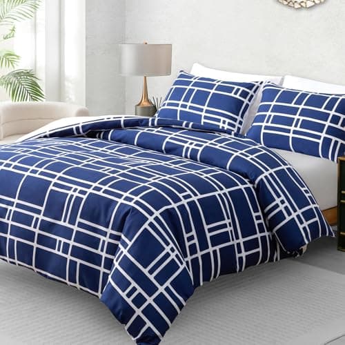 Image of Pamposh Double Duvet Set - Premium Brushed Microfiber Reversible Double Duvet Cover - Hypoallergenic Bedding Sets 3 Pcs - Ultrasoft Quilt Cover Set with Zipper Closure
