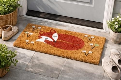 Image of HomeZone Various Designs Decoir Novelty Doormat Door Mat Natural Look Mat Slip Resistant PVC Backing Safe Anti-Slip Indoor Outdoor Use Colourful Hard Wearing (Fox Hollow)