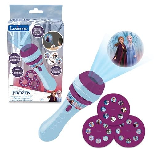 Image of LEXIBOOK - Stories projector, Frozen torch light and projector with 3 discs, 24 images, create your own stories, LTC050FZLXB