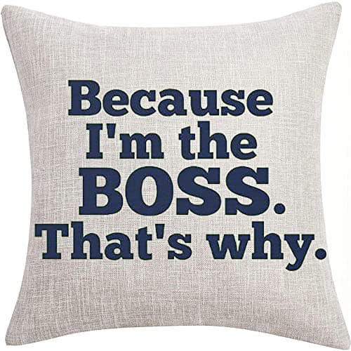 Image of FaceYee Because I'm the Boss that's Why Pillow Covers 45 x 45cm Square Throw Pillowcases Decor Removable Double Side Color:I'm the Boss