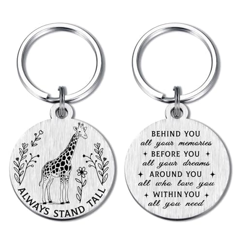 Image of Alotozo Giraffe Keyring - Always Stand Tall Motivational Giraffe Gift - Uplifting Gifts for Giraffes Lovers Teen Friends (Birthday Christmas Graduation)