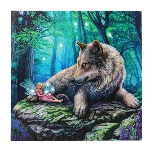 Image of Enchanting Multicolor Fairy Stories Light Up Canvas Plaque by Lisa Parker - 30cm x 30cm (1 Pc.) - Mystical Art Piece - Unique Illumination Feature - Perfect Home Decor