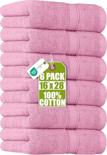Image of Utopia Towels - Premium Hand Towels - 100% Combed Ring Spun Cotton, Ultra Soft and Highly Absorbent, Extra Large Thick Hand towels 41 x 71 cm, Hotel & Spa Quality Hand Towels (6-Pack) (Pink)