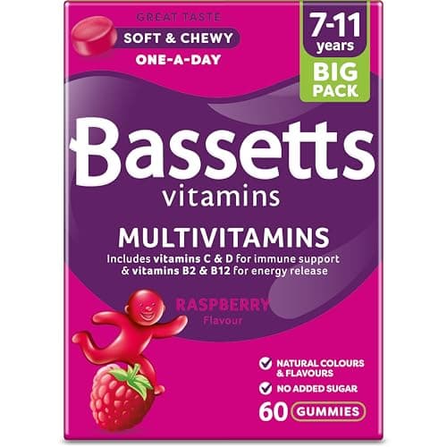 Image of Bassetts Vitamins 7-11 Years Raspberry Flavour Multivitamins 60 Gummies