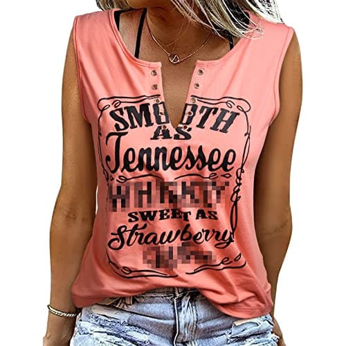 Image of TOMEEK Vests for Womens V Neck Tank Top Shirt Sleeveless T Shirt for Girls Summer Tops Letter Printing Country Music Tee, Pink, Size L