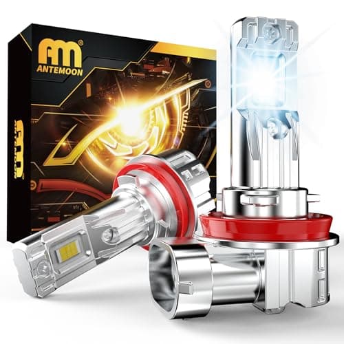 Image of ANTEMOON H11 H8 H9 LED Fog Light Bulbs, 100W 20000LM 600% Super Bright 6500K Cool White 12V 24V LED Headlight Bulb, 1:1 Mini Size Halogen Fog Lamp Replacement, IP68 Waterproof Plug and Play, Pack of 2