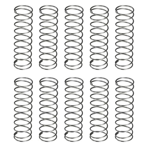 Image of sourcing map 10Pcs Compression Spring, 12mm OD, 0.8mm Wire Size, 40mm Free Length, Spring Steel Construction Extended Mechanical Compression Springs for Shop and Home Repairs, Silver Tone