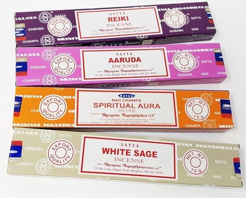 Image of Satya Incense Sticks - White Sage, Spiritual Aura, Reiki, Aaruda: Purifying, grounding, sacred, Mystical, transcendent, uplifting, Harmonizing, healing, energy-balancing, transformative.