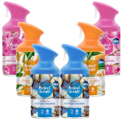 Image of 6x Perfect Scents Air Fresheners - Citrus/Cotton/Sakura/Mix - Vegan Friendly & Cruelty Free - 250ml/8.45 fl.oz (Mix)
