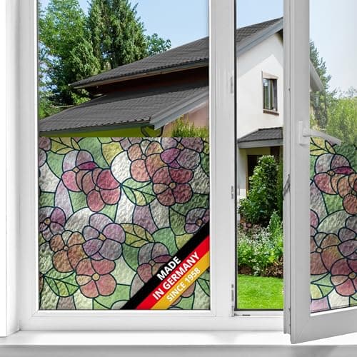 Image of d-c-fix window film privacy Lisbon Summer – 45cm x 1,5m – static stained glass window films with a modern mosaic pattern – opaque, frosted, decorative for bathroom, home & kitchen