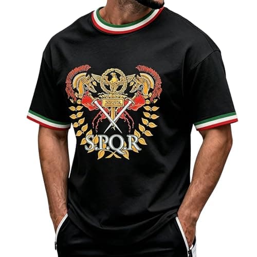 Image of Graphic T Shirt Honoring National Liberation Day with Print for Occasion Lightweight Casual Tee for (Black-D, XXXXL)