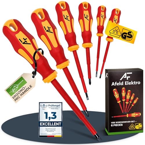 Image of Afeld Elektro VDE Screwdriver Set Magnetic - 6 Piece - 3 Phillips + 3 Slotted - Insulated to 1000V - Made from Industrial Grade S2 Steel