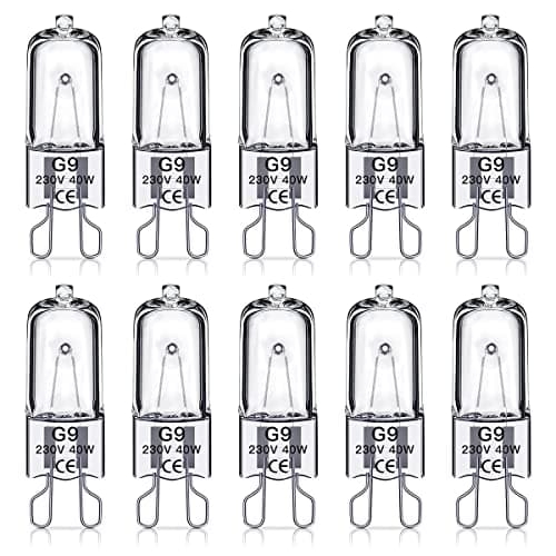 Image of SILKIT G9 Halogen Light Bulbs 40W, No Flickering, Dimmable, 600lm, 2800K, G9 Capsule Bulb, Warm White, 10 Pack