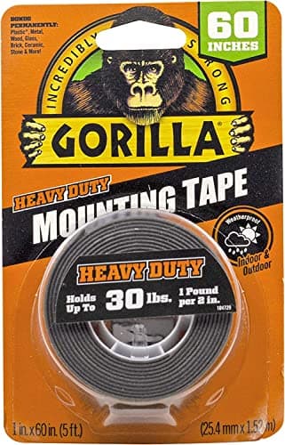 Image of Gorilla - Heavy Duty Double Sided Mounting Tape, Weatherproof, 1" x 60", Black, (Pack of 1)