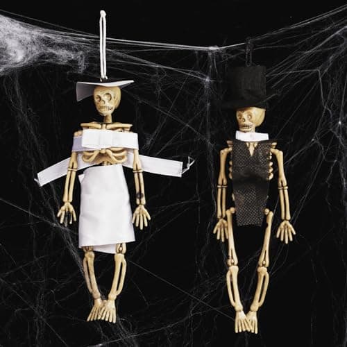 Image of Umiin Halloween Decorations Skull Bone Model for Gothic Hallowe's Eve Indoor Decoration Party Accessories Props Ornament Skeleton for Haunted House (Bride&Groom)