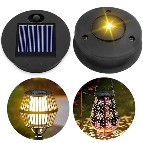 Image of Solar Light Replacement Top 7cm for Outside Lanterns, Small Size, 1.2V 600mAh, IP44 Waterproof Warm Light, 2.76 inch LED Solar Replacement Top Unit for Outdoor Garden Lantern Lamp, 2PCS