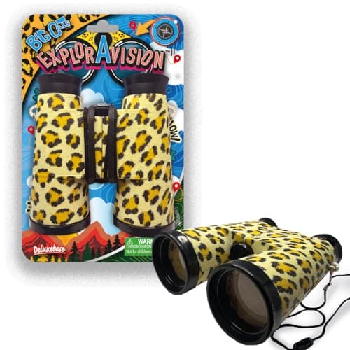 Image of ExplorAvision - Big Cat Binocular from Deluxebase. Safari Portable and Compact Binoculars for Kids. Educational Animal Explorer for Outdoor Adventure and Play.