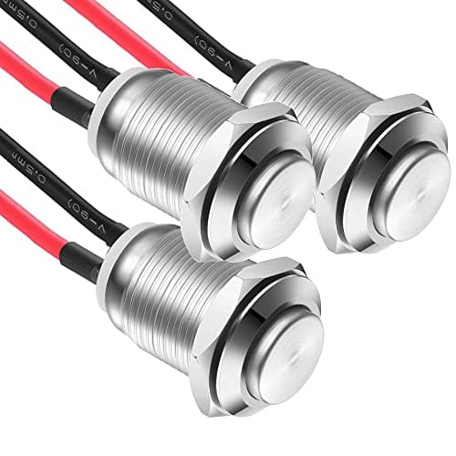 Image of Gebildet 3 Pcs Prewired Waterproof Push Button Latching Self-Locking Stainless Steel Push Button On Off 12mm 2A 12V/24V/125V/250V AC (High Head)