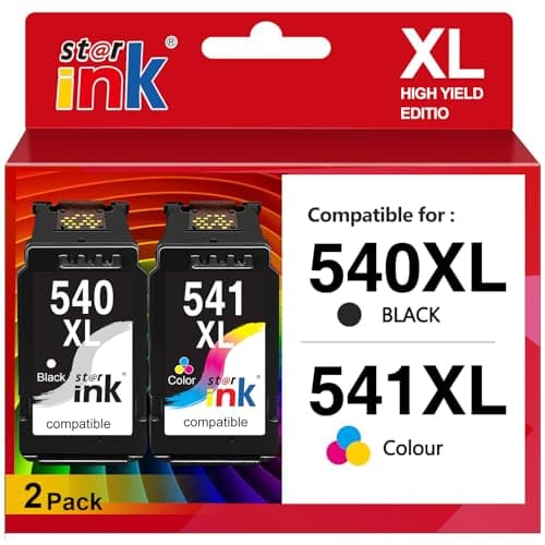 Image of 540XL 541XL Ink Cartridges Twin Pack High Yield Replacement for Canon 540 541 Ink Cartridges, PG-540XL CL-541XL Black & Colour Ink for Pixma TS5150 TS5151 MG3600 MG3650 MG3650S TS5100 MG4250 MX475