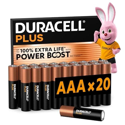 Image of DURACELL Plus AAA Batteries (20 Pack) – Alkaline Batteries 1.5V – Up to 100% Extra Life with POWER BOOST Actives– Reliability For Everyday Devices – 0% Plastic Packaging – 10-Year Storage-MN2400