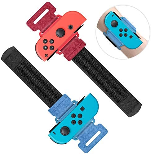 Image of Wrist Bands for Just Dance 2026 2025 2024 2023 2022 2021 2020 for Switch & OLED Model, Comfortable Adjustable Elastic Strap for Switch Controller, Two Size for Adults and Children, 2 Pack (Red & Blue)