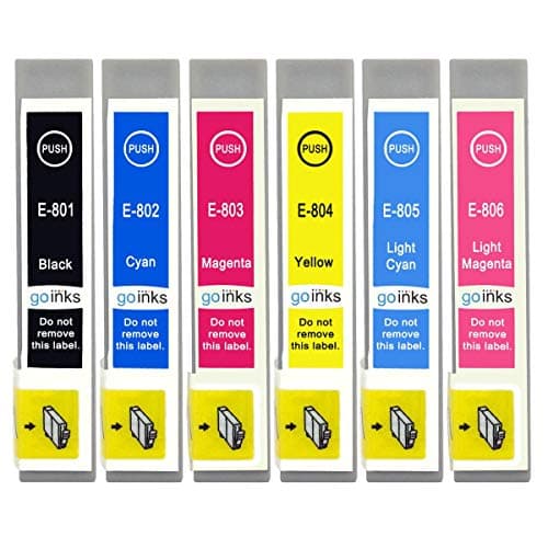 Image of Go Inks 1 Set of 6 Ink Cartridges to replace Epson T0807 Compatible/non-OEM for Epson Stylus Photo Printers (6 Inks),Black/Cyan/Magenta/Yellow/Light Cyan/Light Magenta