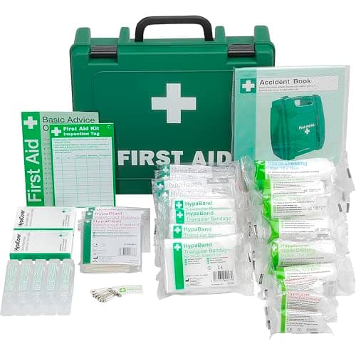 Image of Safety First Aid Group Workplace First Aid Kit (Medium 11-20 Persons) Economy HSE-Compliant with Inspection Tags, Accident Book, Wall Bracket, Extra Plasters