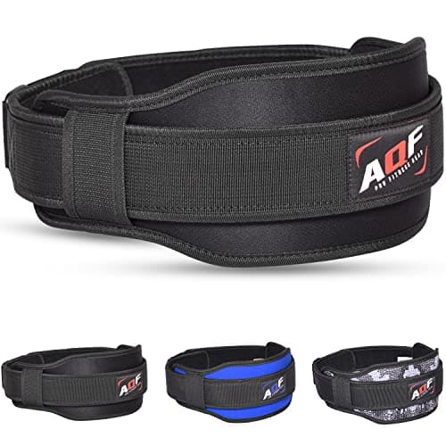 Image of AQF Weight Lifting Belt Back Support Contoured 5.5 Inch Neoprene Back & Core Lumbar Support for Bodybuilding, Powerlifting, Squats, Deadlifts, Strength Training & Exercise (Black, XS)