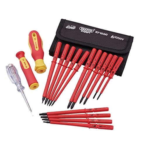 Image of Draper XP1000 18 Piece Precision Screwdriver Set | VDE Dual Insulated Interchangeable Blade | Electrical Tool Driver Set | Hand Tools Set | 05776