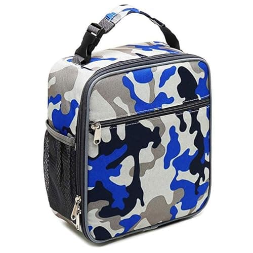 Image of MLPKOI Insulated Lunch Bag with Side Mesh Pocket, Portable Insulated Lunch Bag Water-Resistant Leakproof Soft Cooler Box for Work, School, Picnic Outdoor (Camo Blue)