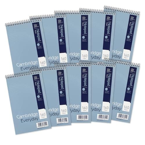Image of Cambridge Reporters Notebook, Lined Notepad, Perforated Pages, 160 Pages, Pack of 10 – Durable and Convenient for Everyday Note-Taking