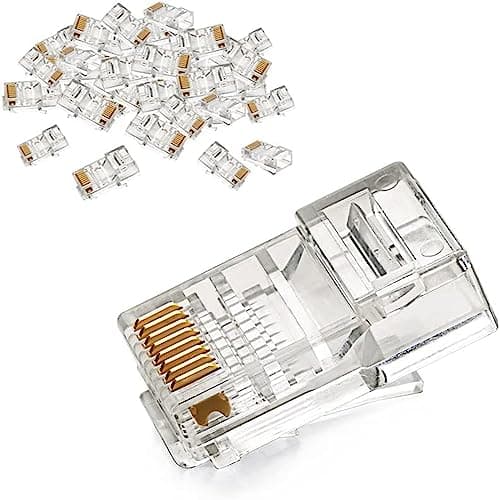 Image of UGREEN RJ45 Connector, 50 Pack Cat5e/Cat5 Ethernet Modular RJ45 Plugs, Gold Plated Crimp LAN Network End Plugs for Ethernet Cable